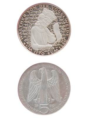 5 Mark, Walther von der Vogelweide