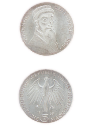 5 Mark, Johannes Gutenberg