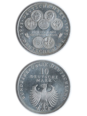 10 Mark, 50 Jahre Deutsche Mark